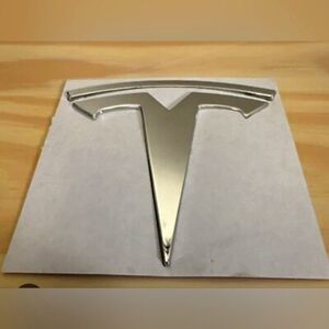 Tesla Chrome Logo Emblem Badge Adhesive Back